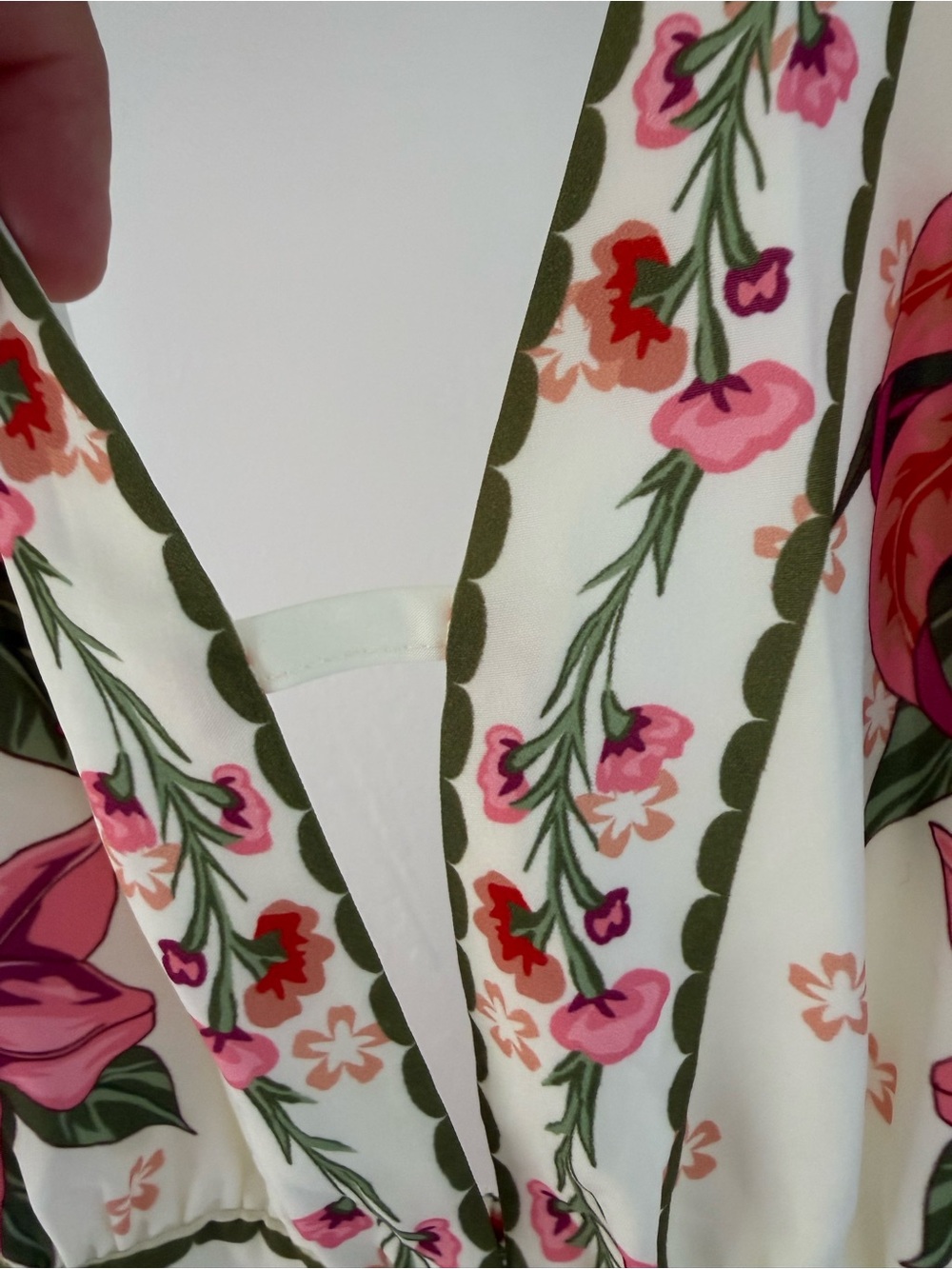 Commense Ivory Maxi Dress with Pink Floral Trim - Picture 3 of 6